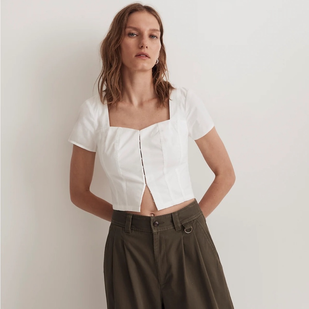 MADEWELL POPLIN HOOK FRONT TOP WHITE VARIOUS SIZES AVAILABLE NWT - Picture 2 of 6